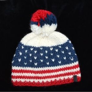 American Flag Beanie USA Red White & Blue Hand Knitted Hat Snowboard gear